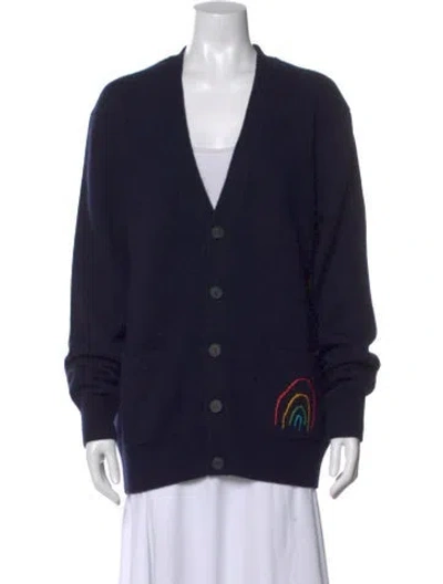 Pre-owned Lingua Franca Cashmere Graphic Print Sweater In Black