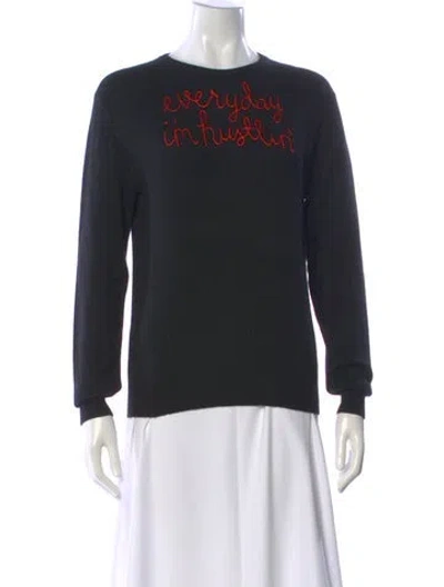 Pre-owned Lingua Franca Cashmere Graphic Print Sweater In Black