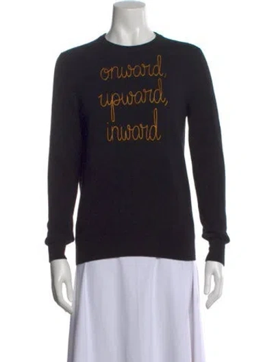 Pre-owned Lingua Franca Cashmere Graphic Print Sweater In Black