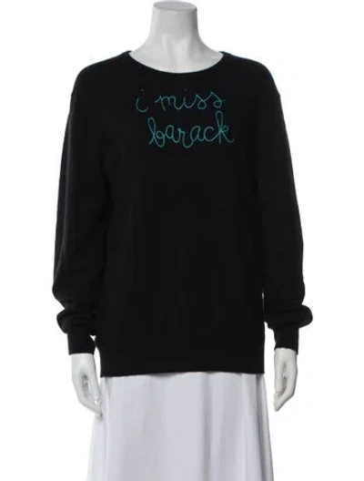 Pre-owned Lingua Franca Cashmere Graphic Print Sweater In Black