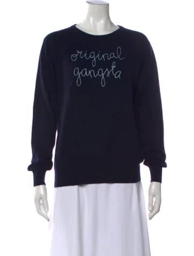 Pre-owned Lingua Franca Cashmere Graphic Print Sweater In Black