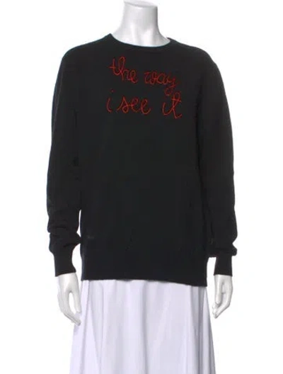 Pre-owned Lingua Franca Cashmere Graphic Print Sweater In Black