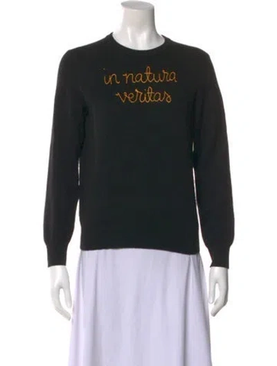 Pre-owned Lingua Franca Cashmere Graphic Print Sweater In Black