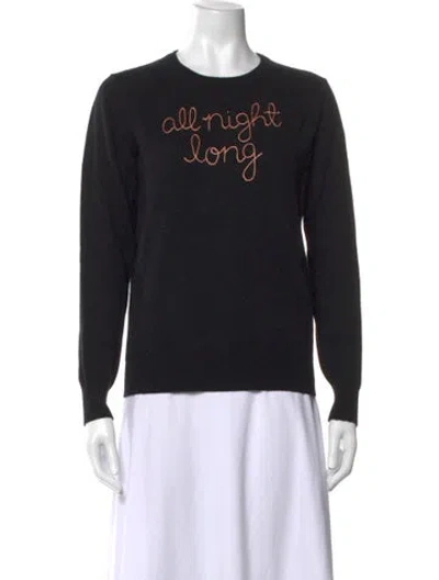 Pre-owned Lingua Franca Cashmere Graphic Print Sweater In Black