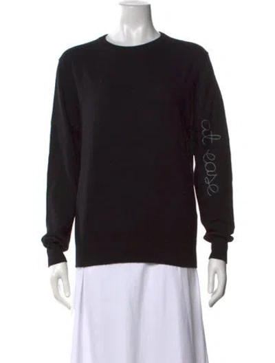 Pre-owned Lingua Franca Cashmere Graphic Print Sweater In Black