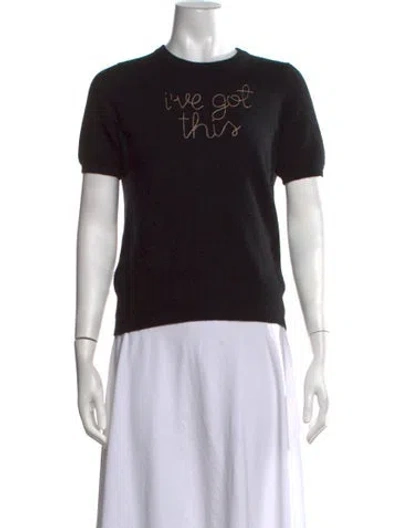 Pre-owned Lingua Franca Cashmere Graphic Print Sweater In Black