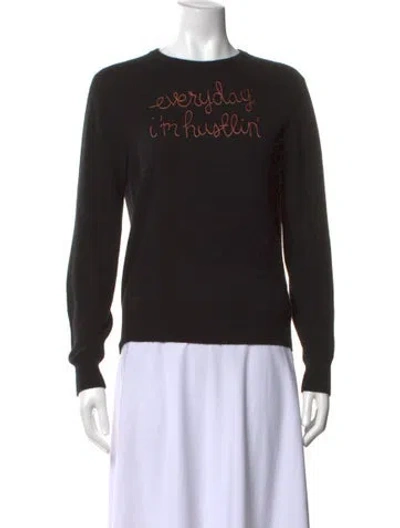 Pre-owned Lingua Franca Cashmere Graphic Print Sweater In Black