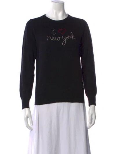 Pre-owned Lingua Franca Cashmere Graphic Print Sweater In Black