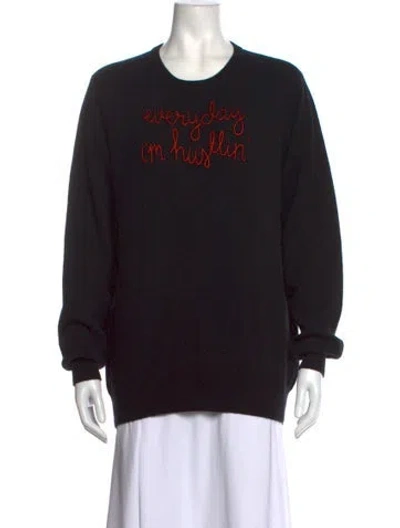 Pre-owned Lingua Franca Cashmere Graphic Print Sweater In Black