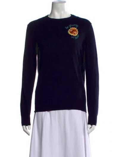Pre-owned Lingua Franca Cashmere Graphic Print Sweater In Black