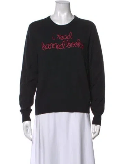 Pre-owned Lingua Franca Cashmere Graphic Print Sweater In Black
