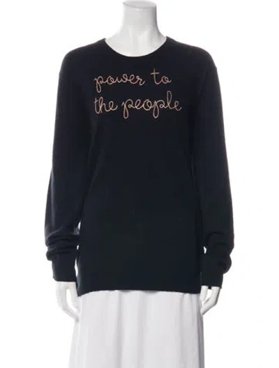 Pre-owned Lingua Franca Cashmere Graphic Print Sweater In Black