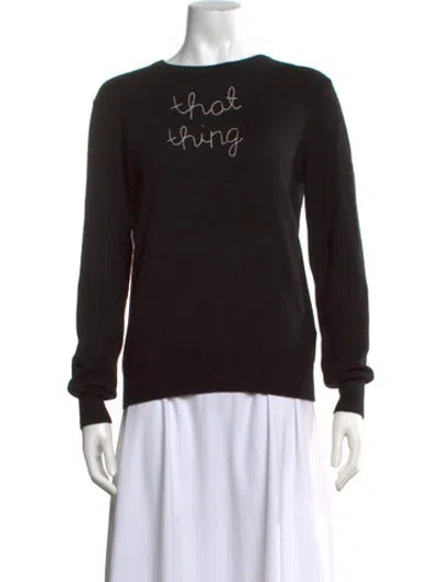 Pre-owned Lingua Franca Cashmere Graphic Print Sweater In Black