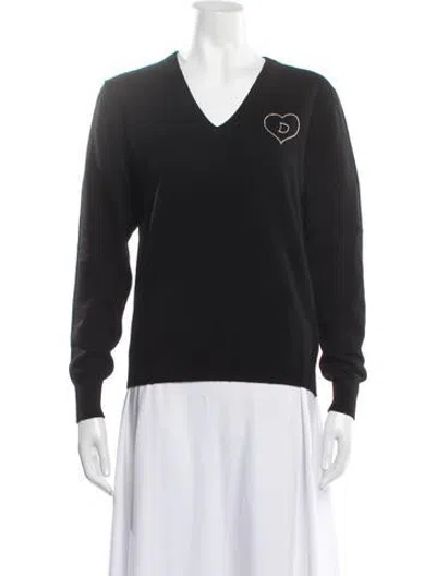 Pre-owned Lingua Franca Cashmere Graphic Print Sweater In Black