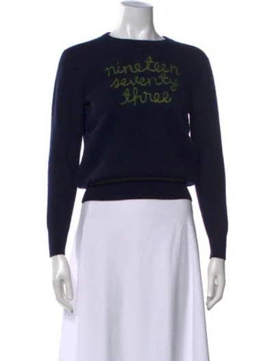 Pre-owned Lingua Franca Cashmere Graphic Print Sweater In Black/blue