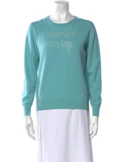 Pre-owned Lingua Franca Cashmere Graphic Print Sweater In Blue