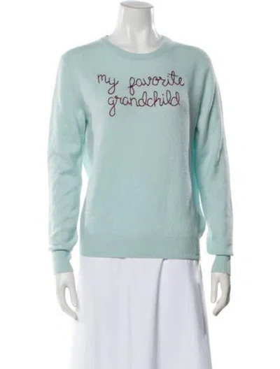 Pre-owned Lingua Franca Cashmere Graphic Print Sweater In Blue