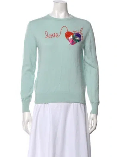 Pre-owned Lingua Franca Cashmere Graphic Print Sweater In Blue