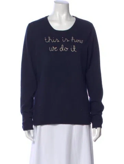 Pre-owned Lingua Franca Cashmere Graphic Print Sweater In Blue