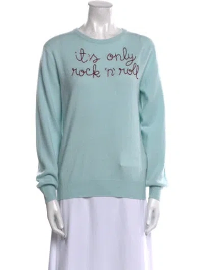 Pre-owned Lingua Franca Cashmere Graphic Print Sweater In Blue