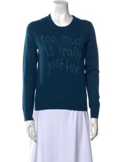 Pre-owned Lingua Franca Cashmere Graphic Print Sweater In Blue