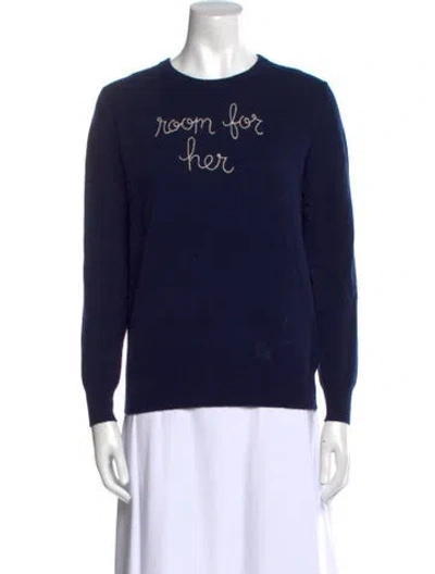 Pre-owned Lingua Franca Cashmere Graphic Print Sweater In Blue