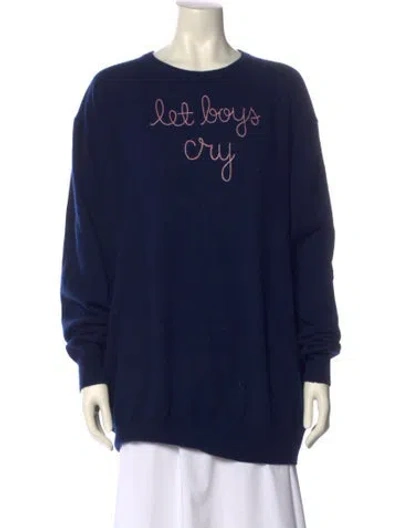 Pre-owned Lingua Franca Cashmere Graphic Print Sweater In Blue