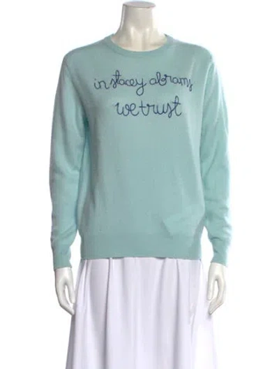 Pre-owned Lingua Franca Cashmere Graphic Print Sweater In Blue