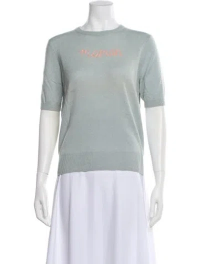 Pre-owned Lingua Franca Cashmere Graphic Print Sweater In Blue