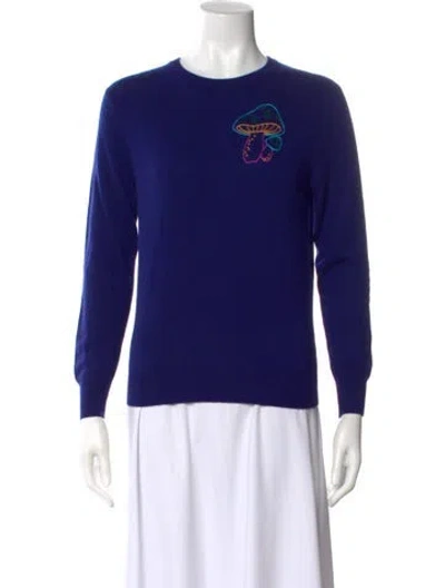 Pre-owned Lingua Franca Cashmere Graphic Print Sweater In Blue