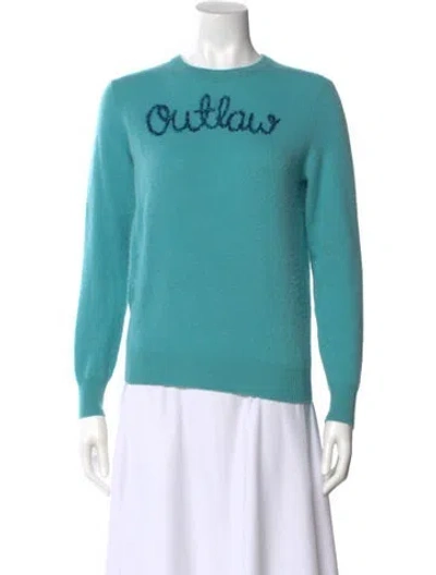 Pre-owned Lingua Franca Cashmere Graphic Print Sweater In Blue