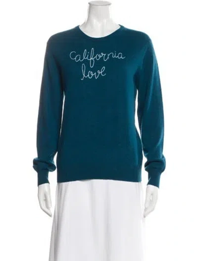 Pre-owned Lingua Franca Cashmere Graphic Print Sweater In Blue