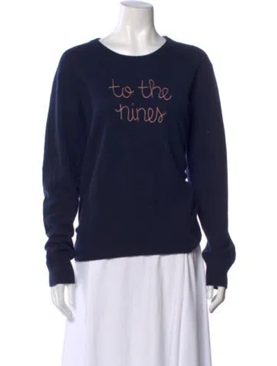 Pre-owned Lingua Franca Cashmere Graphic Print Sweater In Blue