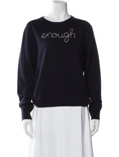 Pre-owned Lingua Franca Cashmere Graphic Print Sweater In Blue