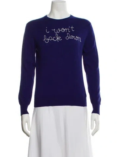 Pre-owned Lingua Franca Cashmere Graphic Print Sweater In Blue