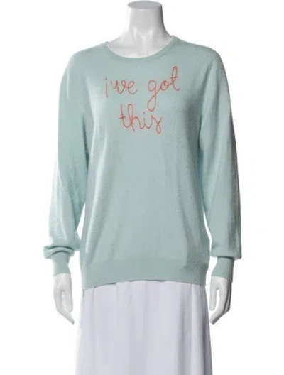 Pre-owned Lingua Franca Cashmere Graphic Print Sweater In Blue