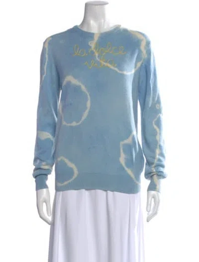 Pre-owned Lingua Franca Cashmere Graphic Print Sweater In Blue