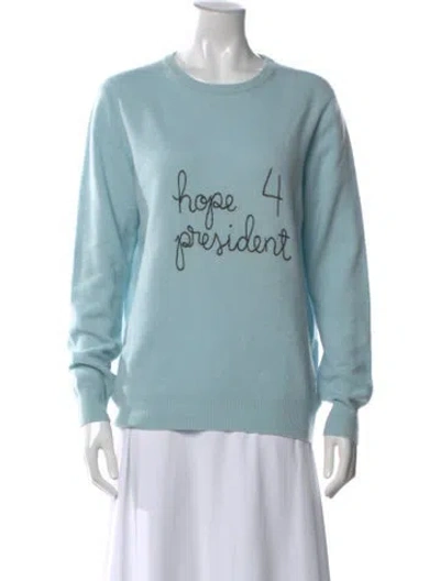 Pre-owned Lingua Franca Cashmere Graphic Print Sweater In Blue