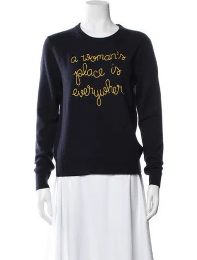 Pre-owned Lingua Franca Cashmere Graphic Print Sweater In Blue