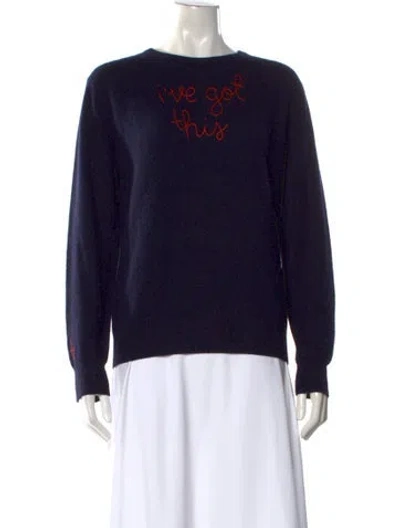 Pre-owned Lingua Franca Cashmere Graphic Print Sweater In Blue