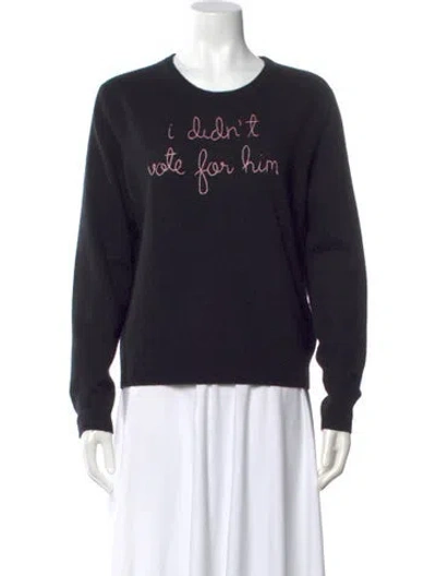 Pre-owned Lingua Franca Cashmere Graphic Print Sweater In Blue