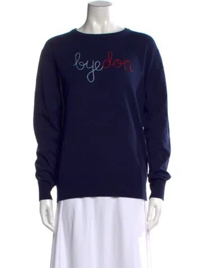 Pre-owned Lingua Franca Cashmere Graphic Print Sweater In Blue