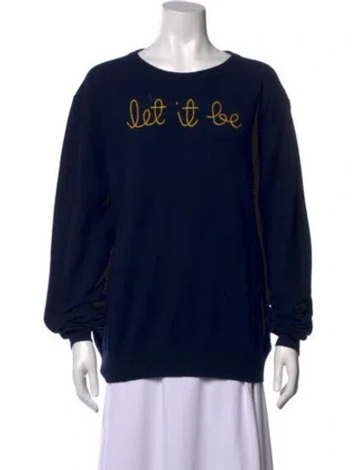 Pre-owned Lingua Franca Cashmere Graphic Print Sweater In Blue