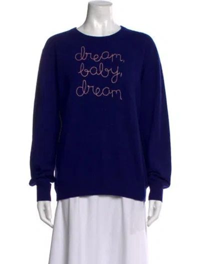 Pre-owned Lingua Franca Cashmere Graphic Print Sweater In Blue