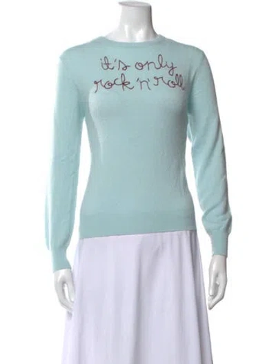 Pre-owned Lingua Franca Cashmere Graphic Print Sweater In Blue