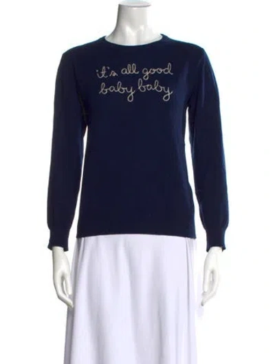 Pre-owned Lingua Franca Cashmere Graphic Print Sweater In Blue