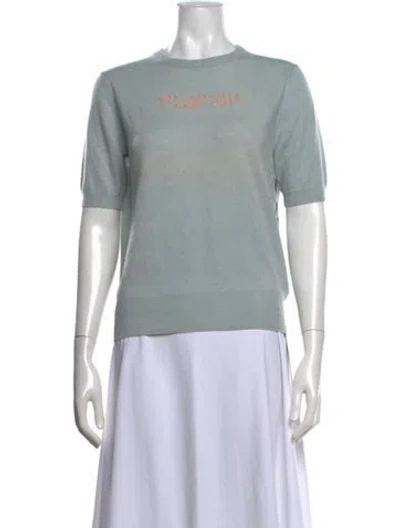 Pre-owned Lingua Franca Cashmere Graphic Print Sweater In Blue