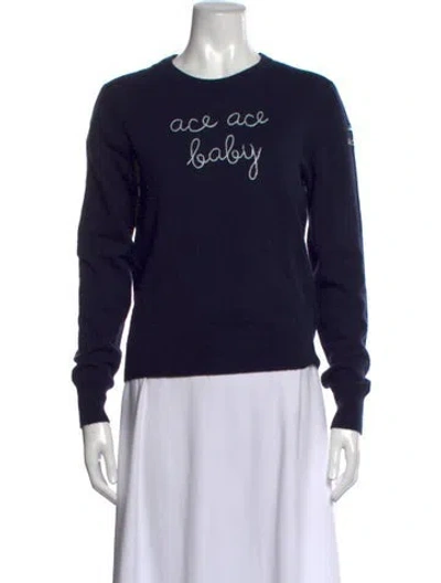 Pre-owned Lingua Franca Cashmere Graphic Print Sweater In Blue