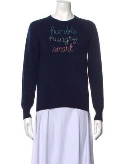 Pre-owned Lingua Franca Cashmere Graphic Print Sweater In Blue