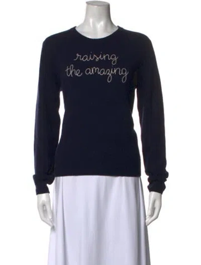 Pre-owned Lingua Franca Cashmere Graphic Print Sweater In Blue
